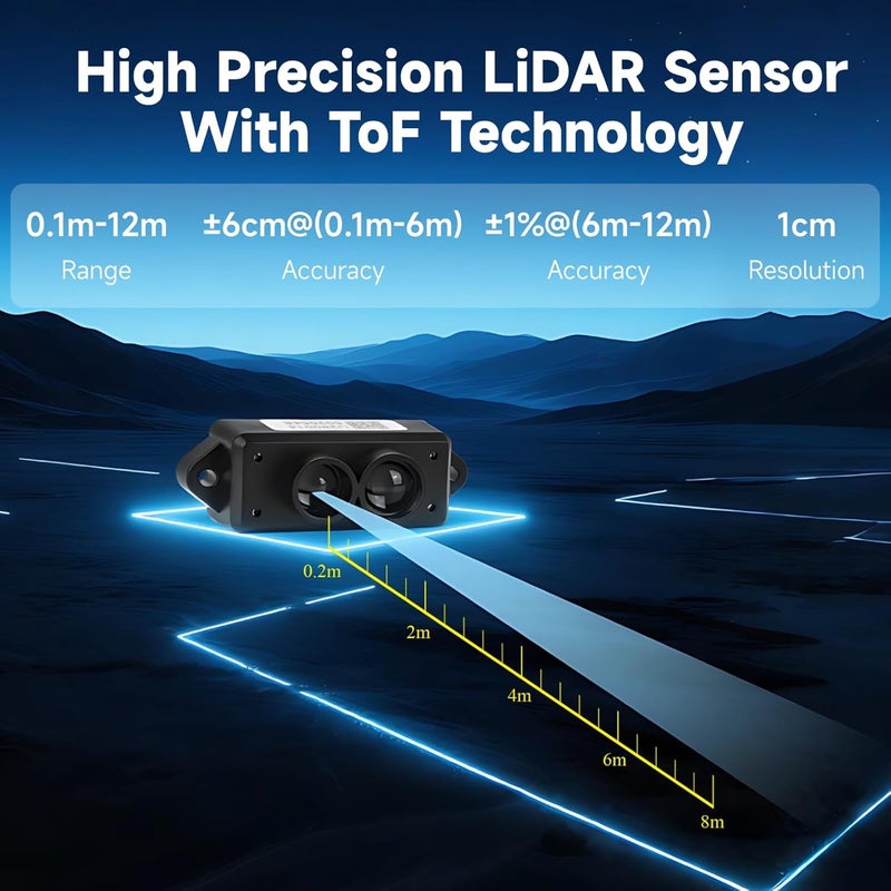 MakerHawk TFmini-S Lidar Sensor 0.1m-12m Range High Precision Single-Point Distance Sensor Compact Lightweight ToF Module with UART I2C Interface for Arduino Raspberry Pi UNO R3 STM32 Pixhawk ESP32 LoRa V3 IoT - Image 2